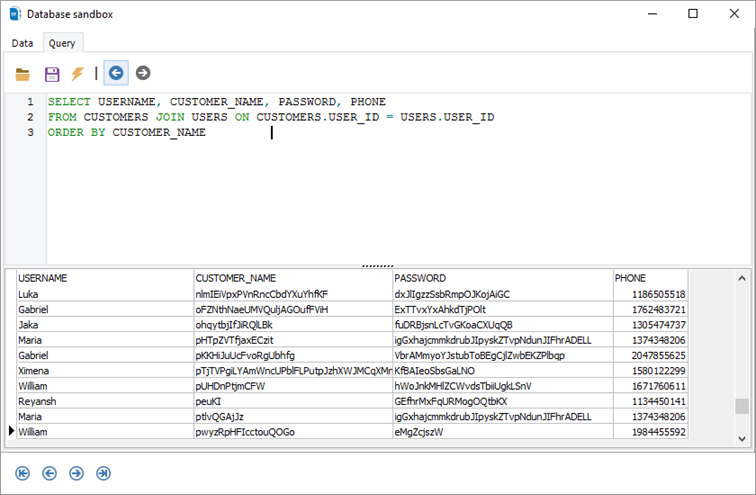 Query virtual test data